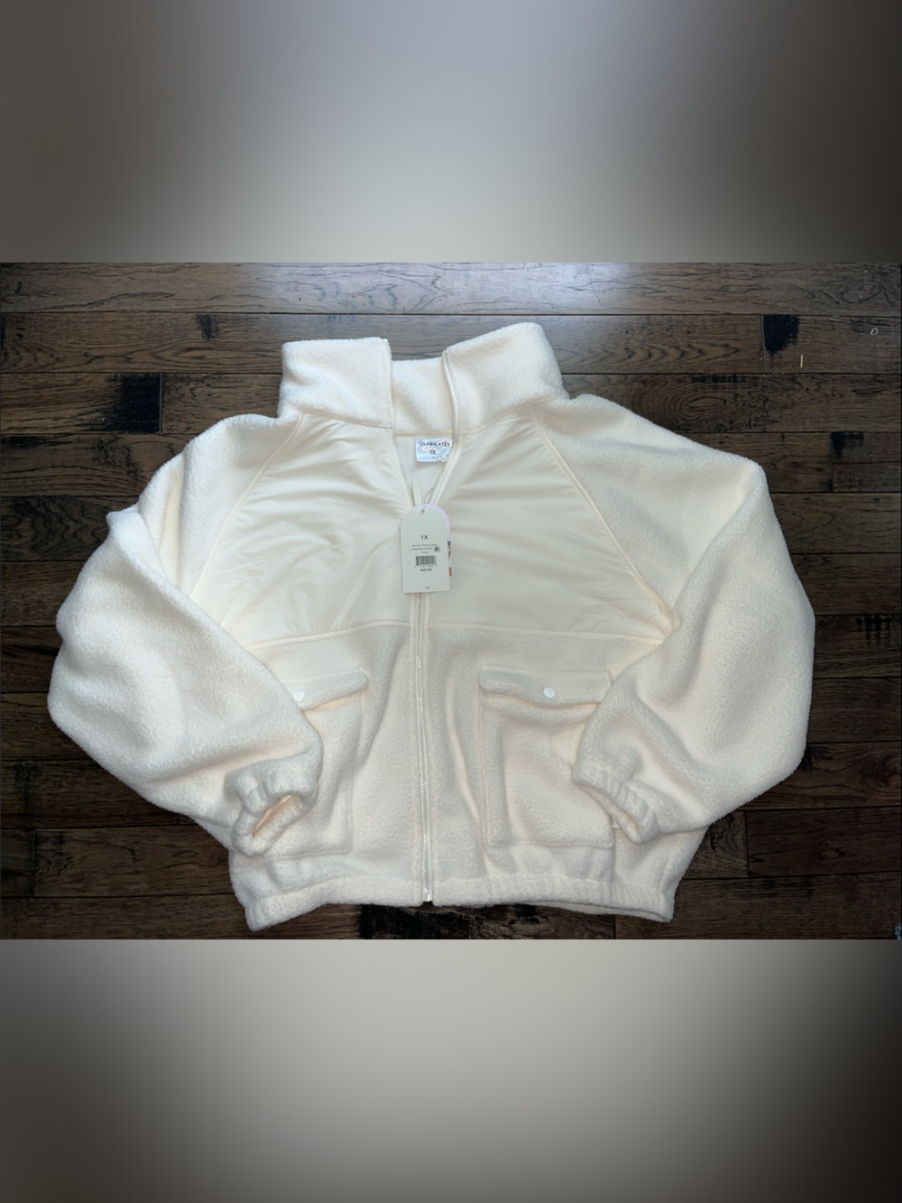 Blogilates bonfire jacket fleece Cream Sherpa Zip-Up 1X new with tags